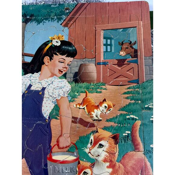 Vintage Farm/Barnyard Design Saalfield Artcraft Children's Puzzle 1950s/60s - Picture 3 of 5